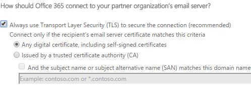 TLS settings to connect Office 365 to the Sophos UTM of email filtering